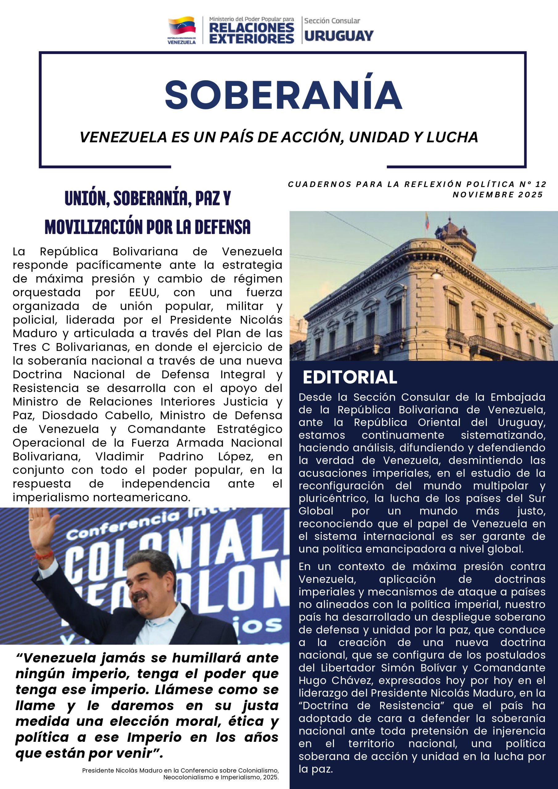 SOBERANÍA: Venezuela es un país de acción, unidad y lucha